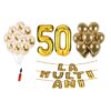 Set baloane La Multi Ani 50 ani, Baloane Latex, Baloane Folie, Baloane Confetti, Pompa 20 set la multi ani gold auriu aniversare 50 ani