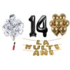 Set baloane La Multi Ani 14 ani, Baloane Latex, Baloane Folie, Baloane Confetti, Pompa 20 set la multi ani negru aniversare 14 ani