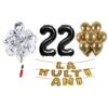 Set baloane La Multi Ani 22 ani, Baloane Latex, Baloane Folie, Baloane Confetti, Pompa 21 set la multi ani negru aniversare 22 ani