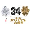 Set baloane La Multi Ani 34 ani , Baloane Latex, Baloane Folie, Baloane Confetti, Pompa 20 set la multi ani negru aniversare 34 ani