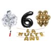 Set baloane La Multi Ani 6 ani , Baloane Latex, Baloane Folie, Baloane Confetti, Pompa 20 set la multi ani negru aniversare 6 ani