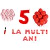 Set baloane La Multi Ani 5 ani, Baloane Latex, Baloane Folie, Baloane Confetti, Pompa 21 set la multi ani rosu aniversare 5 ani