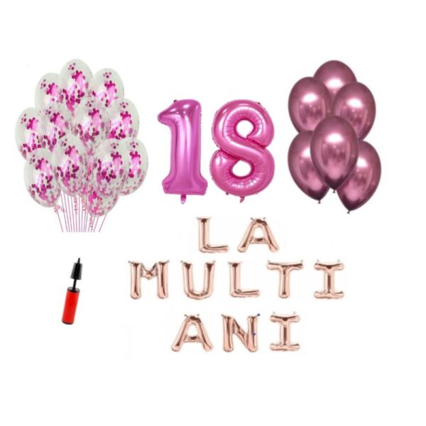 set la multi ani roz aniversare 18 ani