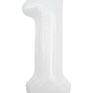 balon folie cifra 1 alb 100 cm